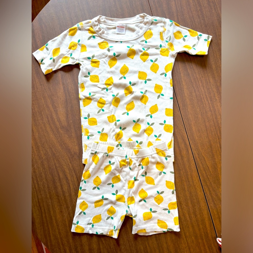 Hanna Andersson short Johns lemon pajamas kids sz 8
